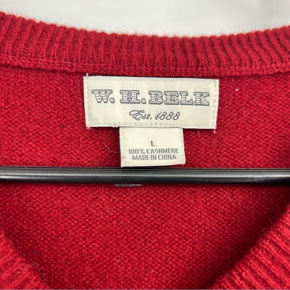 W. H. Belk Red V-neck 100% Cashmere Vest Size Large - Picture 4 of 4